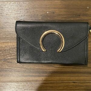 Black Wallet with Gold Crescent Accent